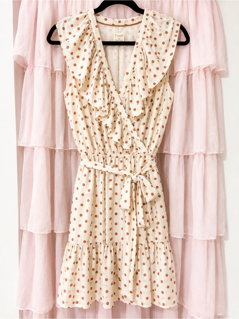 Maeve by Anthropologie Cream Dress with Brown Polka Dots